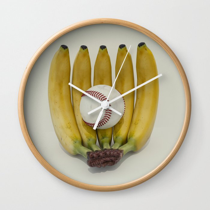 The bananas baseball  Wall Clock