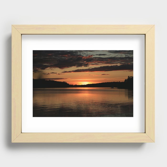 Beautiful Sunset over Lake Willoughby, Westmore, Vermont Recessed Framed Print