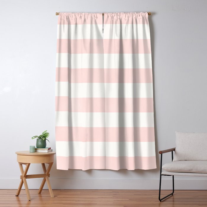 Blush Pink Coral Stripes Blackout Curtain By Beautifulhomes Society6