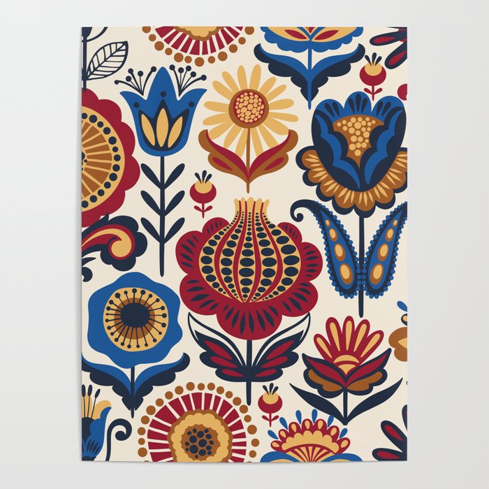 Scandinavian Folk Art Pattern Art Print by Dimitrios