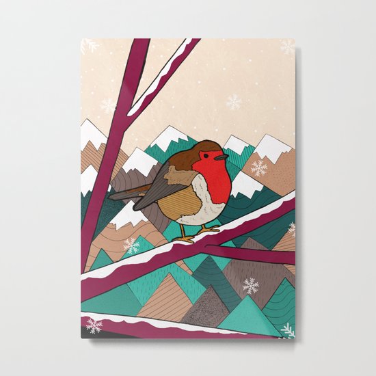 Winter Robin Metal Print