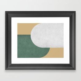 Halfmoon Colorblock - White Green on Gold Framed Art Print