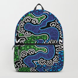 Authentic Aboriginal Art - The River (green) Backpack