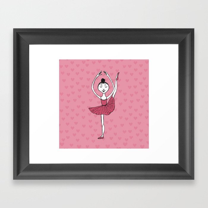 Ballet girl pink battement Framed Art Print