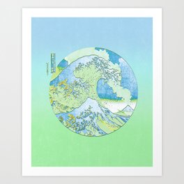 Great Wave Off Eruption with Gradient Art Print
