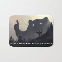yo bro is it safe down there in the woods? yeah man it's cool (with title) Bath Mat | Painting, Sunset, Yeahman, Fantasy, Yobro, Giant, Digital, Funnytitle, Tomislav 