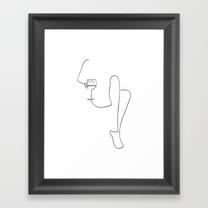 Woman with a wine glass Framed Art Print