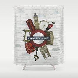 Around London digital illustration Shower Curtain