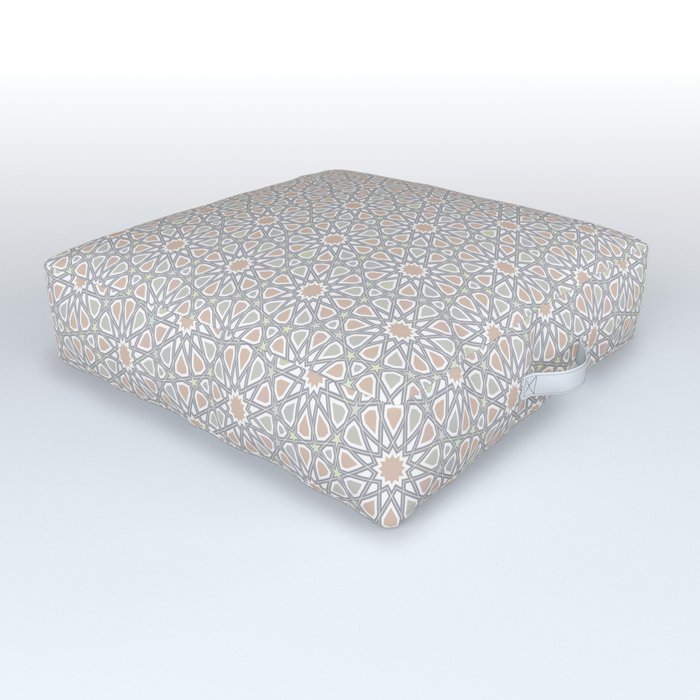 Moorish Mosaic Reverie: Oriental Geometric Zellige Tile Artistry Outdoor Floor Cushion