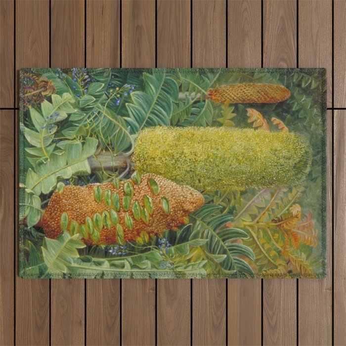 Inflorescences, shrubs, and tropical wildflowers in Western Australia still life painting Outdoor Rug