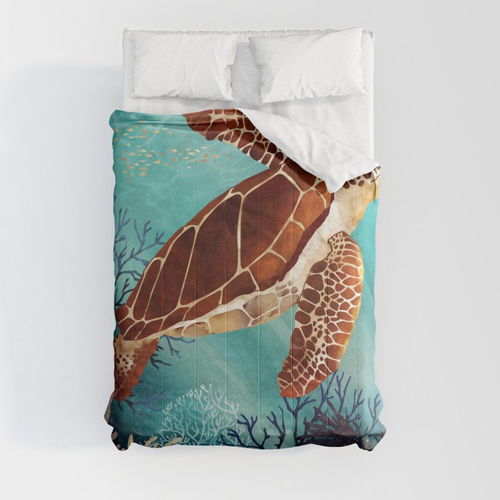 Metallic Sea Turtle Comforter