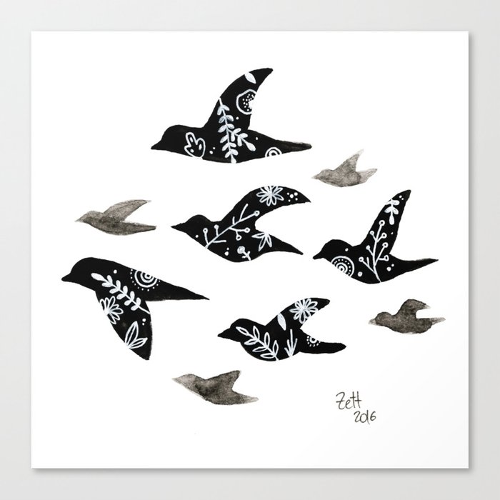 Patterned Birds Canvas Print