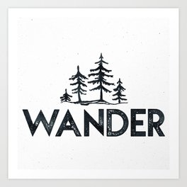 WANDER Forest Trees Black and White Art Print