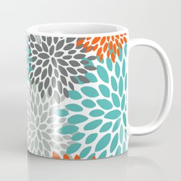 Floral Pattern, Abstract, Orange, Teal and Gray Mug