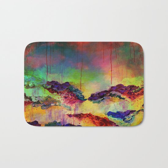 IT'S A ROSE COLORED LIFE 4 - Deep Red Colorful Floral Garden Abstract Crimson Green Painting Bath Mat