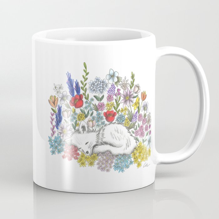 Fox in the midst of Flowers Coffee Mug