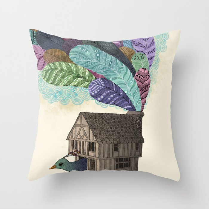 birdhouse revisited Throw Pillow