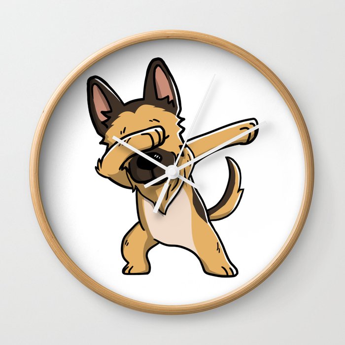 Funny German Shepherd Dabbing Wall Clock