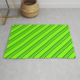 [ Thumbnail: Chartreuse and Forest Green Colored Stripes/Lines Pattern Rug ]