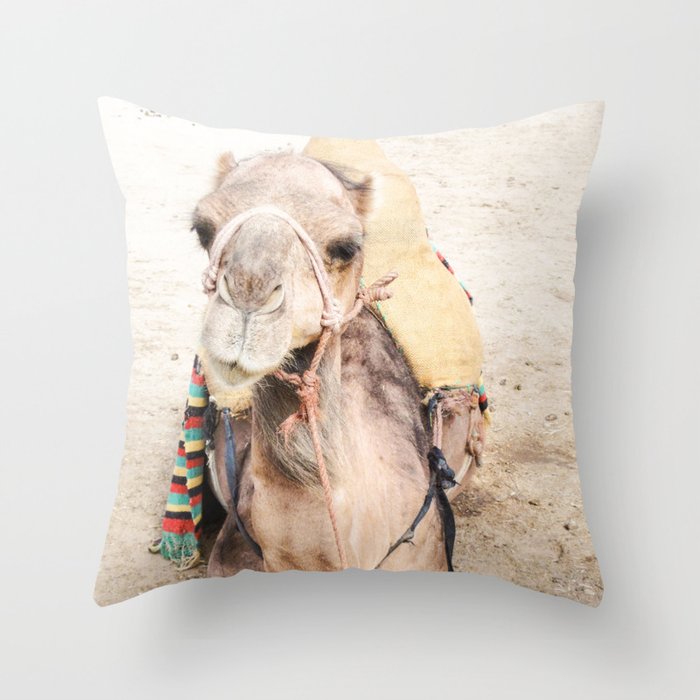 Happy Camel Throw Pillow