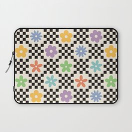 Retro Colorful Flower Double Checker Laptop Sleeve