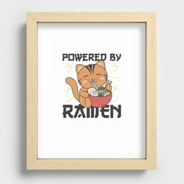Powered By Ramen Cute Cat Eats Ramen Recessed Framed Print