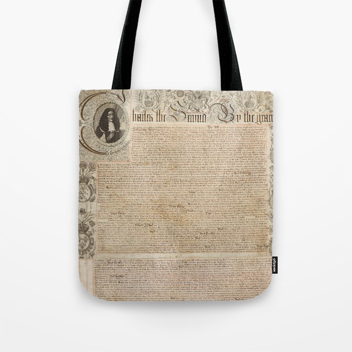 1661 Royal Charter for the State of Rhode Island and Providence Plantations from King Charles II Tote Bag