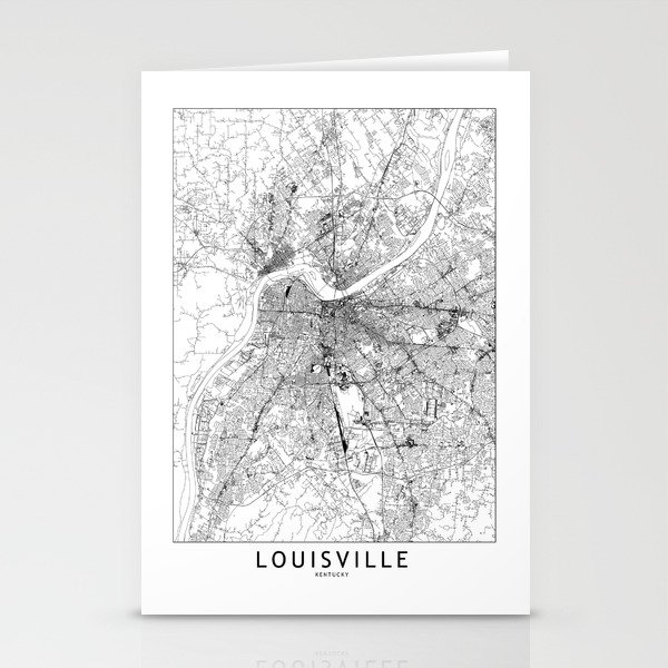 Louisville White Map Stationery Cards