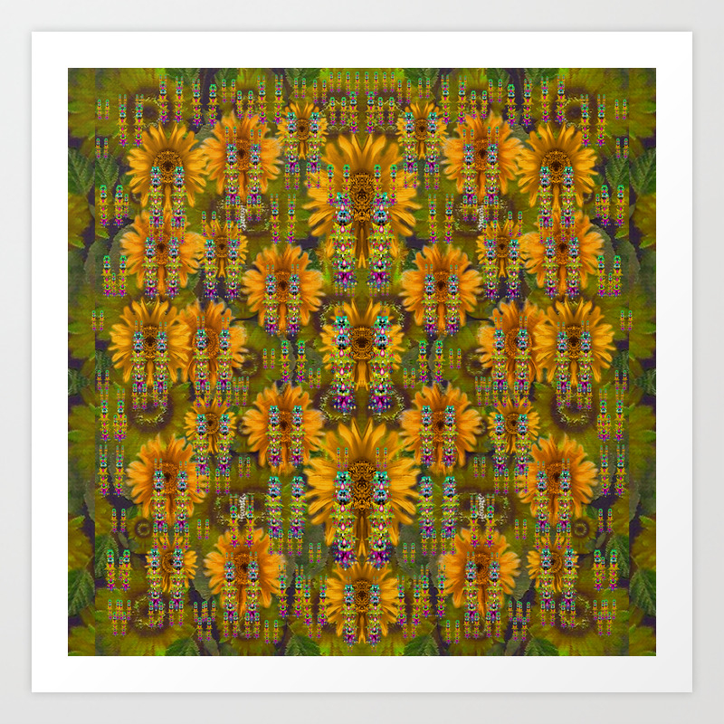 Magic Fantasy Sun Rose Fields Art Print