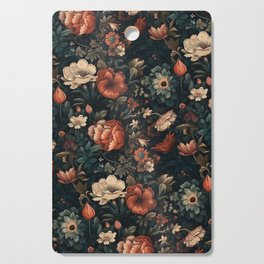 Vintage Aesthetic Beautiful Flowers, Nature Art, Dark Cottagecore Plant Collage - Flower Cutting Board