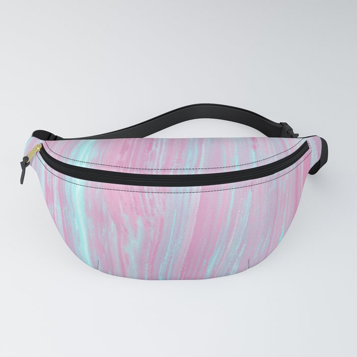 Abstract pink teal wood watercolor brushstrokes Fanny Pack