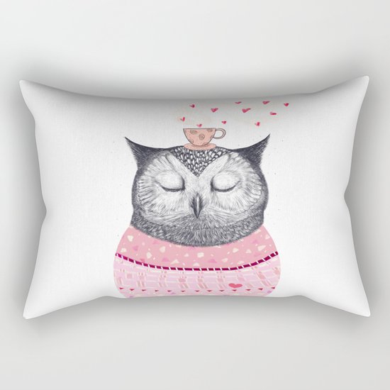 Owl lover of coffee Rectangular Pillow