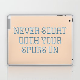 Cautious Squatting, Blue and White Laptop Skin