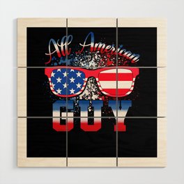 All american Guy US flag 4th of July Wood Wall Art