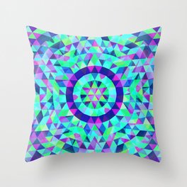 Cool Multicolor Psychedelic Geometrical Spiral Psycho Quilt Throw Pillow