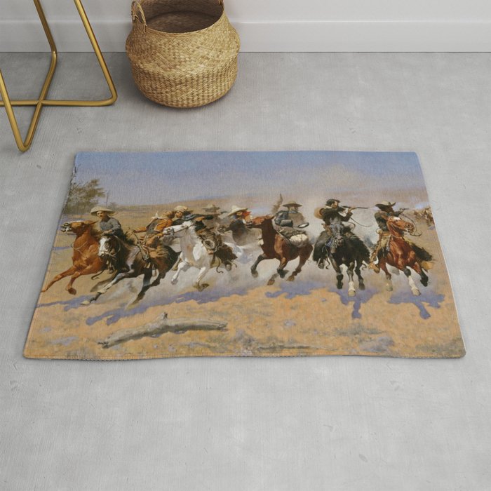 Frederic Remington Western Art “Dash For The Timber” Rug