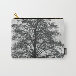 Greyscale Vertical Shot of a Single Tree Carry-All Pouch