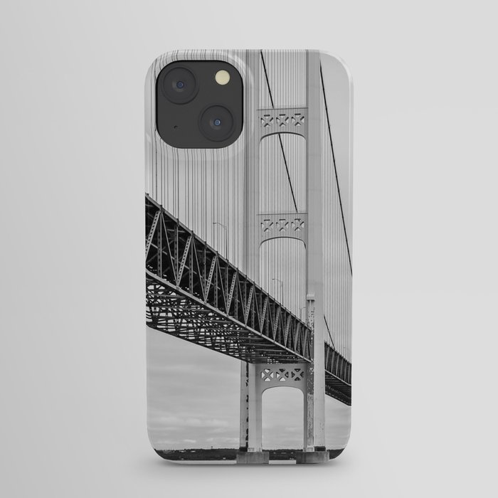 Mackinac Bridge, black and white photography iPhone Case