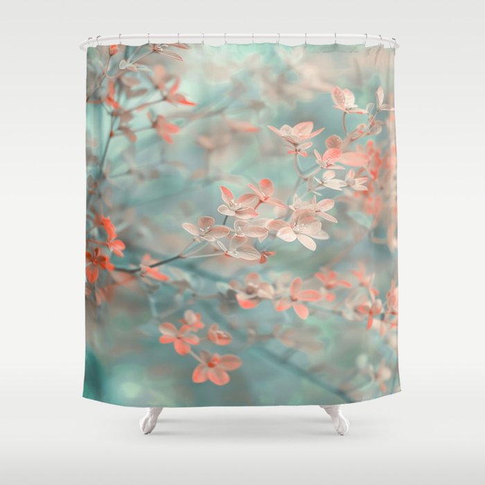 Peach Floral Whispers Shower Curtain