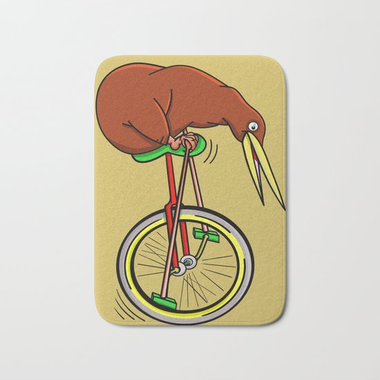 Kiwi Riding A Unicycle Bath Mat