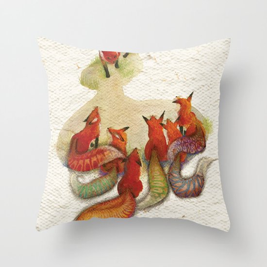 aesop's fable - the fox and his tail Throw Pillow
