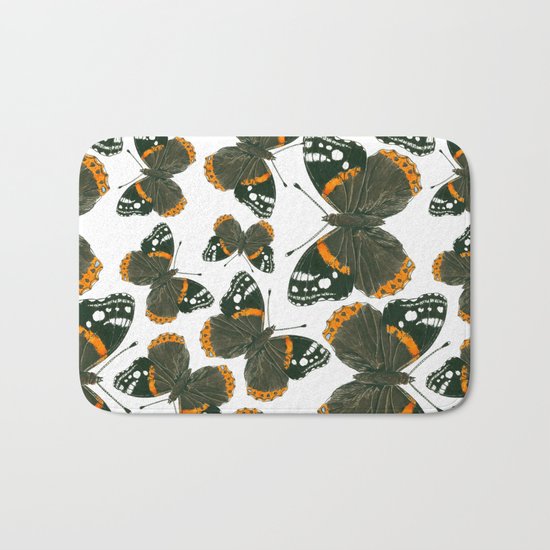 Red admiral butterfly pattern Bath Mat