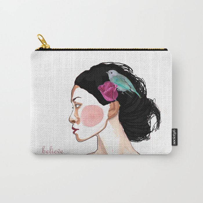 girl with tulip and bird Carry-All Pouch