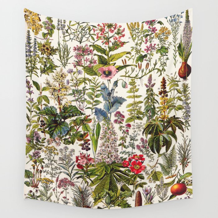 Adolphe Millot - Plantes Medicinales A - French vintage poster Wall Tapestry