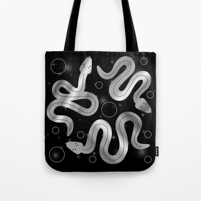 Esoteric Mystic occult magical sacral snakes in silver Tote Bag