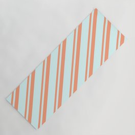 [ Thumbnail: Light Salmon & Light Cyan Colored Striped Pattern Yoga Mat ]