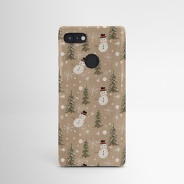 Snowman Pine Tree Print Android Case