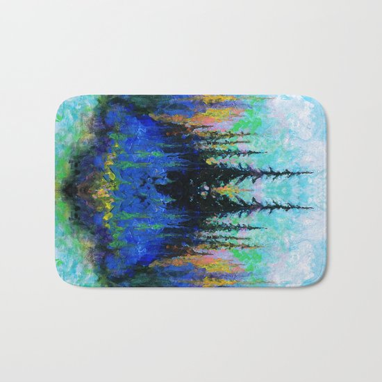Blue Spruce Island Abstract Art Bath Mat