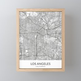 Vintage Styled Map of Los Angeles | Black and White Poster Giclée Framed Mini Art Print
