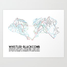 Whistler Blackcomb, BC, Canada - Minimalist Trail Map Kunstdrucke